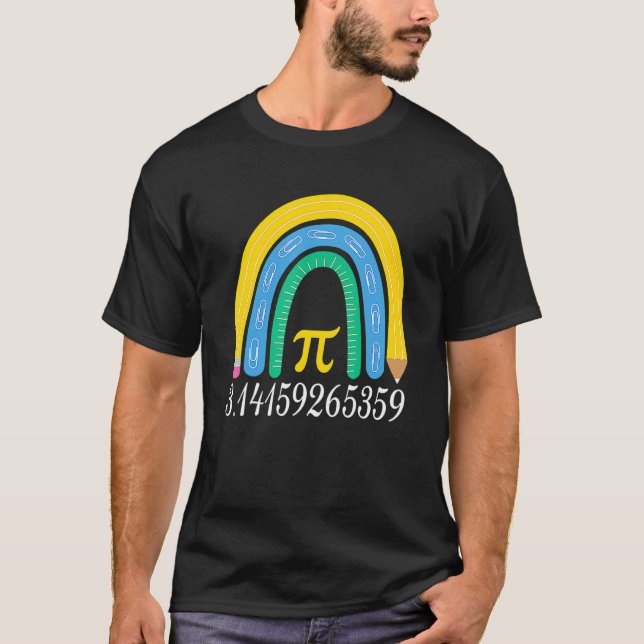 Camiseta Pi Day Matching Math Physic Teacher Rainbow Funny  (Frente)