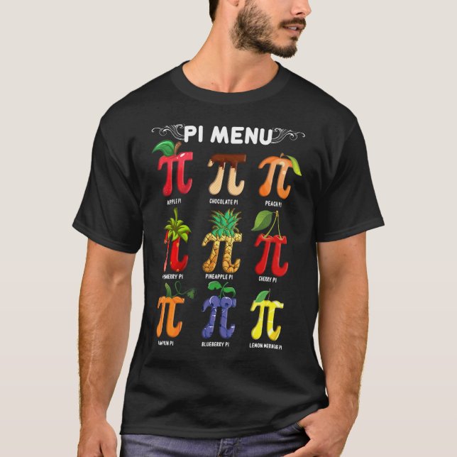 Camiseta Pi Day Pi Symblo Pi Menu Matemática Professor Pie  (Frente)