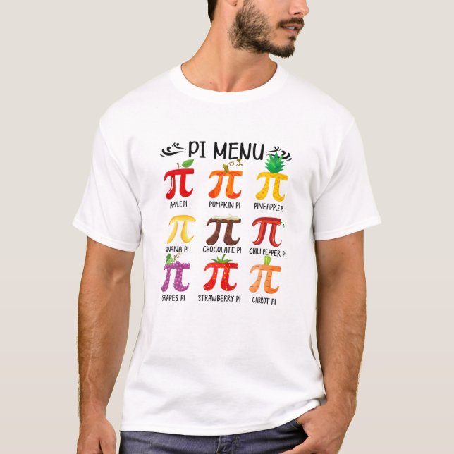 Camiseta Pi Menu Frutas Tropicais Engraçado Pi Day Para Kin (Frente)