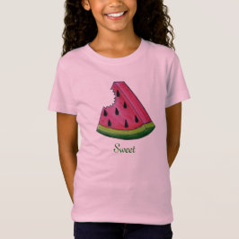 Camiseta Pia-branca-rosa-suave, Fruta de melancia