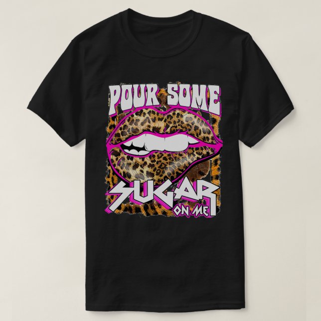 Camiseta Pia Rosa Quente-Leopardo Engraçada Um Pouco De Açú (Frente do Design)