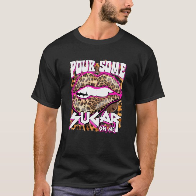 Camiseta Pia Rosa Quente-Leopardo Engraçada Um Pouco De Açú (Frente)