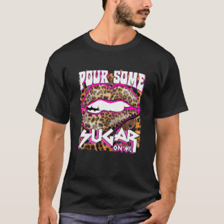 Camiseta Pia Rosa Quente-Leopardo Engraçada Um Pouco De Açú