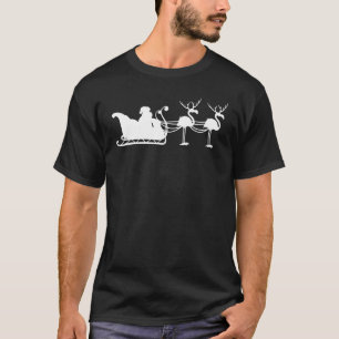 Camiseta Pia-Rosa-Rosa Flamingo Santa Claus Sleigh Xma
