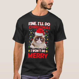 Camiseta Piada de Canhão de Gato de Natal Grumado