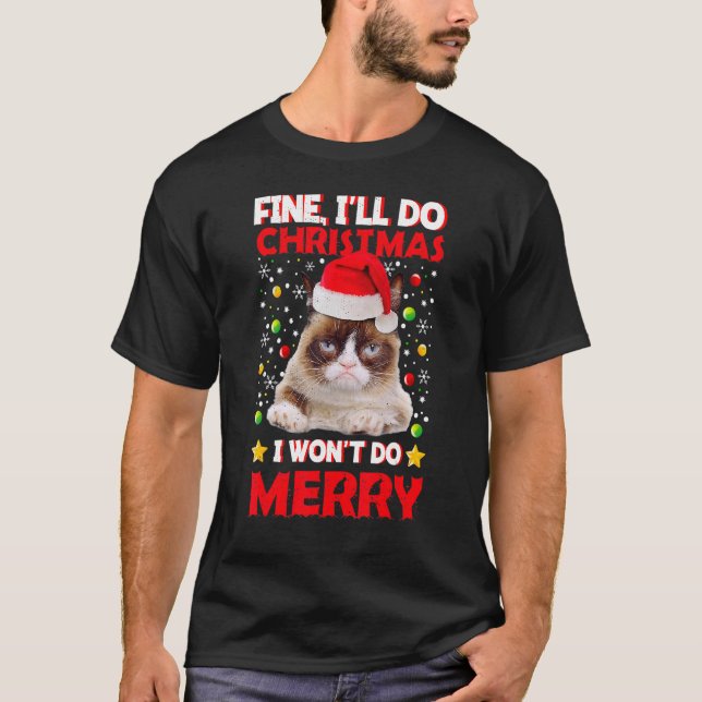 Camiseta Piada de Canhão de Gato de Natal Grumado (Frente)
