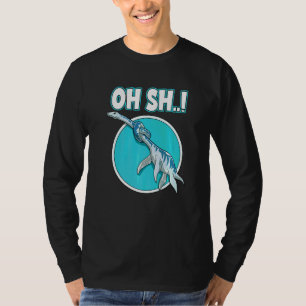 Camiseta Piada de Dinossauro Nó Elasmosaurus Amarrado Humor