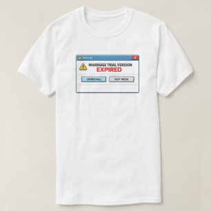 Camiseta Piada de Divórcio Versão de Teste do Casamento Exp