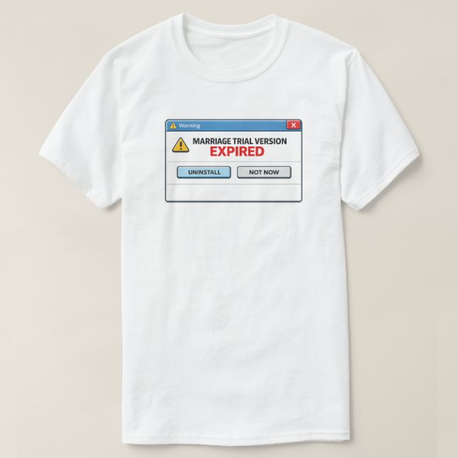 Camiseta Piada de Divórcio Versão de Teste do Casamento Exp (Frente do Design)