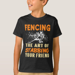 Camiseta Piada de esgrima esfaqueia seu amigo esporte humor
