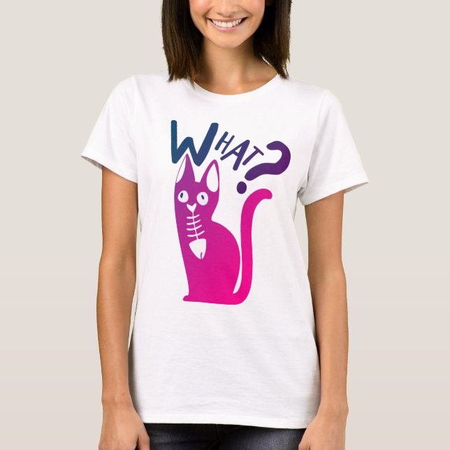 Camiseta  Piada de Gato Divertida Gradiente Magenta Mínimo  (Frente)