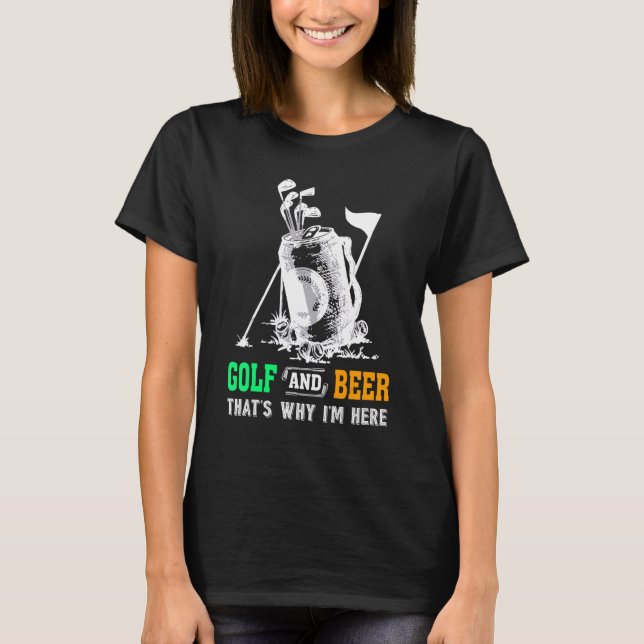Camiseta Piada De Golfe E De Cerveja Pai Funerária Bebendo (Frente)