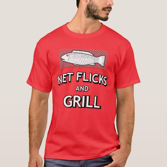 Camiseta Piada De Peixes De Rede Engraçada (Frente)