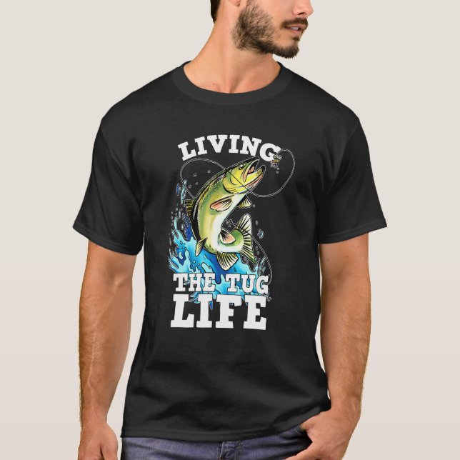 Camiseta Piada de Pesca com Mosca Vivendo a Vida de Puxada  (Frente)