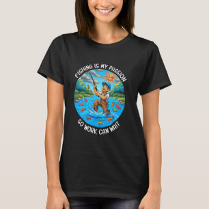 Camiseta Piada de pescador de desenho animado engraçado de