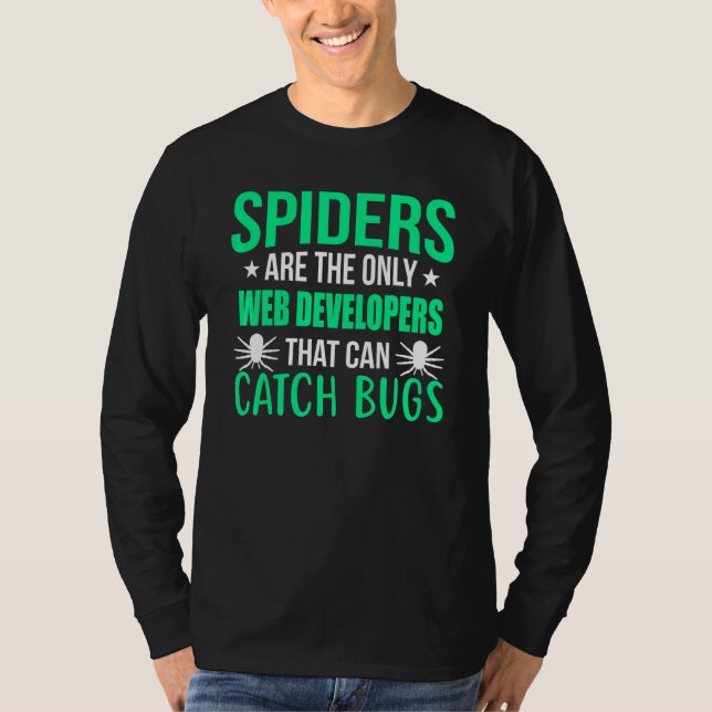 Camiseta Piada de Programador Aranhas São Os Únicos Desenvo (Frente)