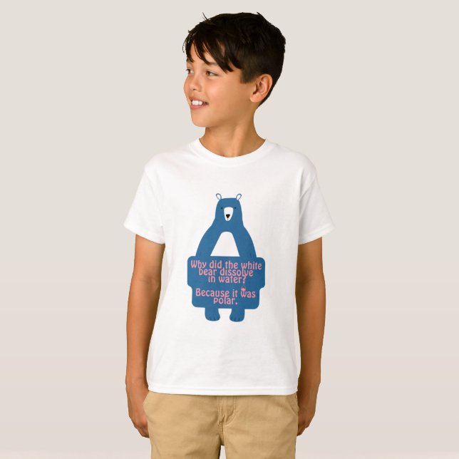 Camiseta Piada de Química Engraçada do Urso Polar Azul (Frente Completa)
