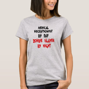 Camiseta Piada de Recepcionista Médico Matadora de Zumbis