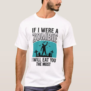 Camiseta Piada de Zumbi Se Eu Fosse Um Zumbi Comeria Você M