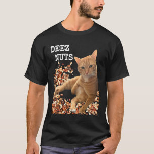 Camiseta Piada Deez Nuts com gato Adorável e algumas nozes 
