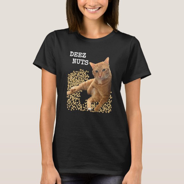 Camiseta piada DEEZ NUTS com Gato e Pistácio (Frente)