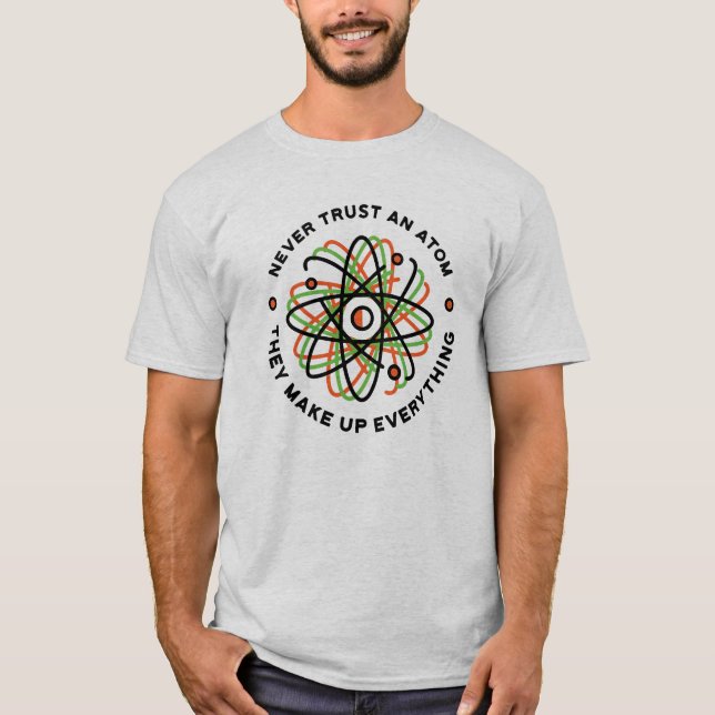 Camiseta Piada Engraçada do Atom para Amantes de Ciências (Frente)