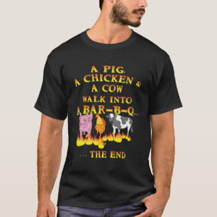 Camiseta Piada Engraçado Um Porco Um Frango Uma Vaca Caminh
