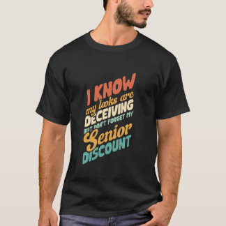 Camiseta Piada Sarcasmo Não Esqueça Meu Desconto de Idoso I