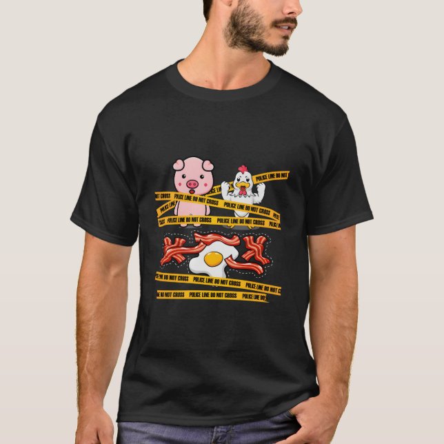 Camiseta Piadas de Bacon e Ovo Porco e Frango Carne Comida  (Frente)