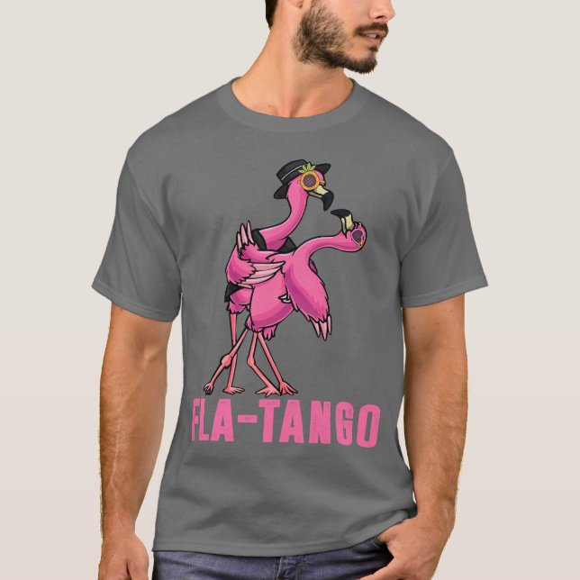 Camiseta Piadas de Flamingo Gíria Fla-tango Diversão Dança  (Frente)