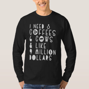 Camiseta Piadas De Vaca Preciso De 3 Cafés 6 Vacas Farmer