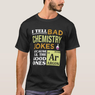 Camiseta Piadas Periódicas de Química de Mesas da Funny S