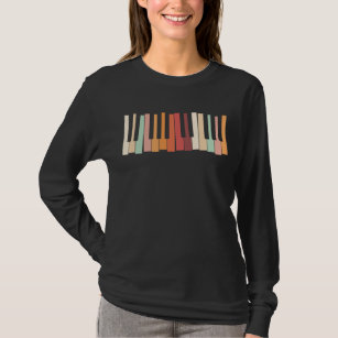 Camiseta Pianista Colorido de Teclas Piano do Teclado Retro