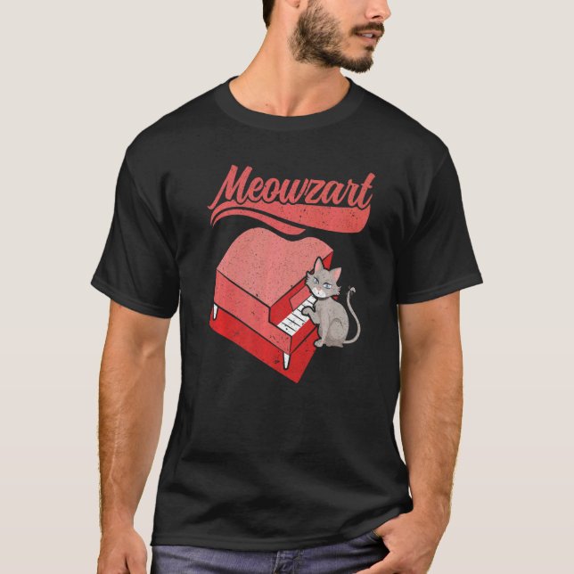 Camiseta Pianista de Instrumento Musical Meowzart Cat P (Frente)