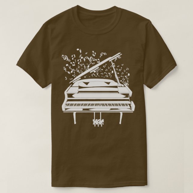 Camiseta Pianista de Piano Limpo Treble (Frente do Design)