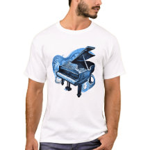 Piano Azul de Arte de Linha Estilizada