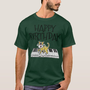Camiseta Piano Cat Pianista Aniversário Professor de Música