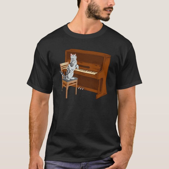 Camiseta Piano Cat Piano Keyboard Meowsicians (Frente)