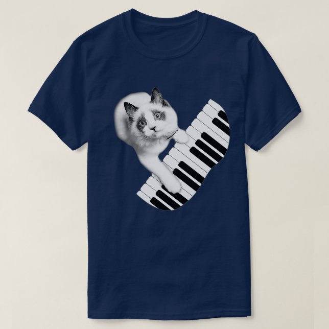 Camiseta Piano de Brincação de Gato (Frente do Design)