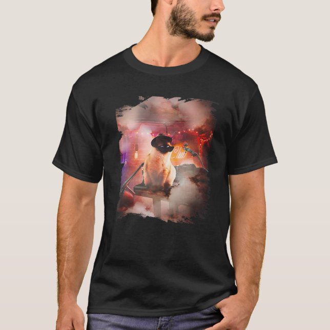 Camiseta Piano de Brincação de Gato Siamês (Frente)
