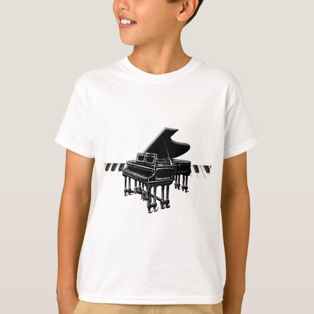 Camiseta Piano de cauda e teclado (Frente)