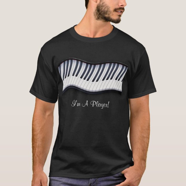 Camiseta Piano de Pão de Música Chega a T-shirt preta (Frente)