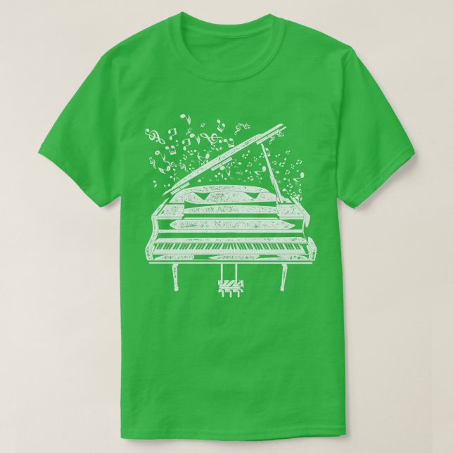 Camiseta Piano de Pianista Retro Música (Frente do Design)