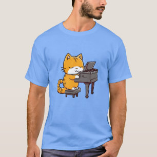 Camiseta Piano de Reprodução de Gato