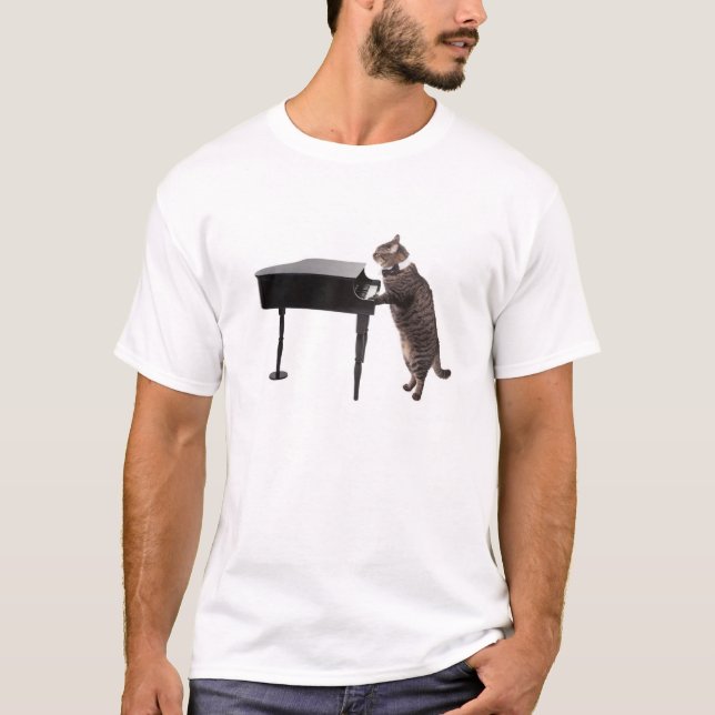 Camiseta Piano de Reprodução de Gato (Frente)