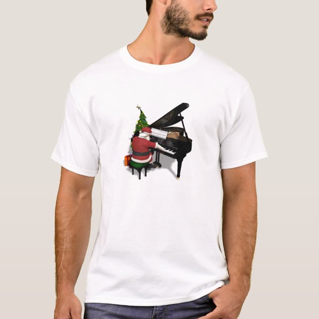 Camiseta Piano de Reprodução do Papai Noel (Frente)