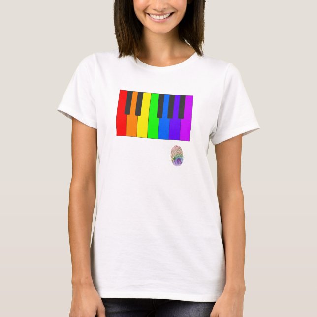 Camiseta Piano do arco-íris (Frente)