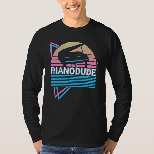 Camiseta Piano Dude Keyboard Piano Retro (Frente)