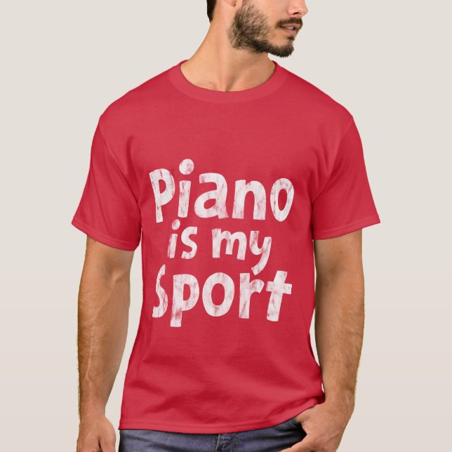 Camiseta Piano É Meu Esporte retrô (Frente)