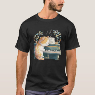 Camiseta Piano Engraçado Música Cat Homens Mulheres Criança